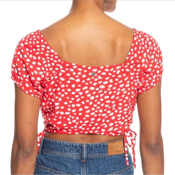 Roxy Red and White Patterned Crop Top - Picture 2 of 6